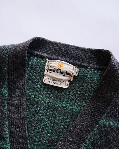 60s~70s Lord Clayton shadow check mohair cardigan