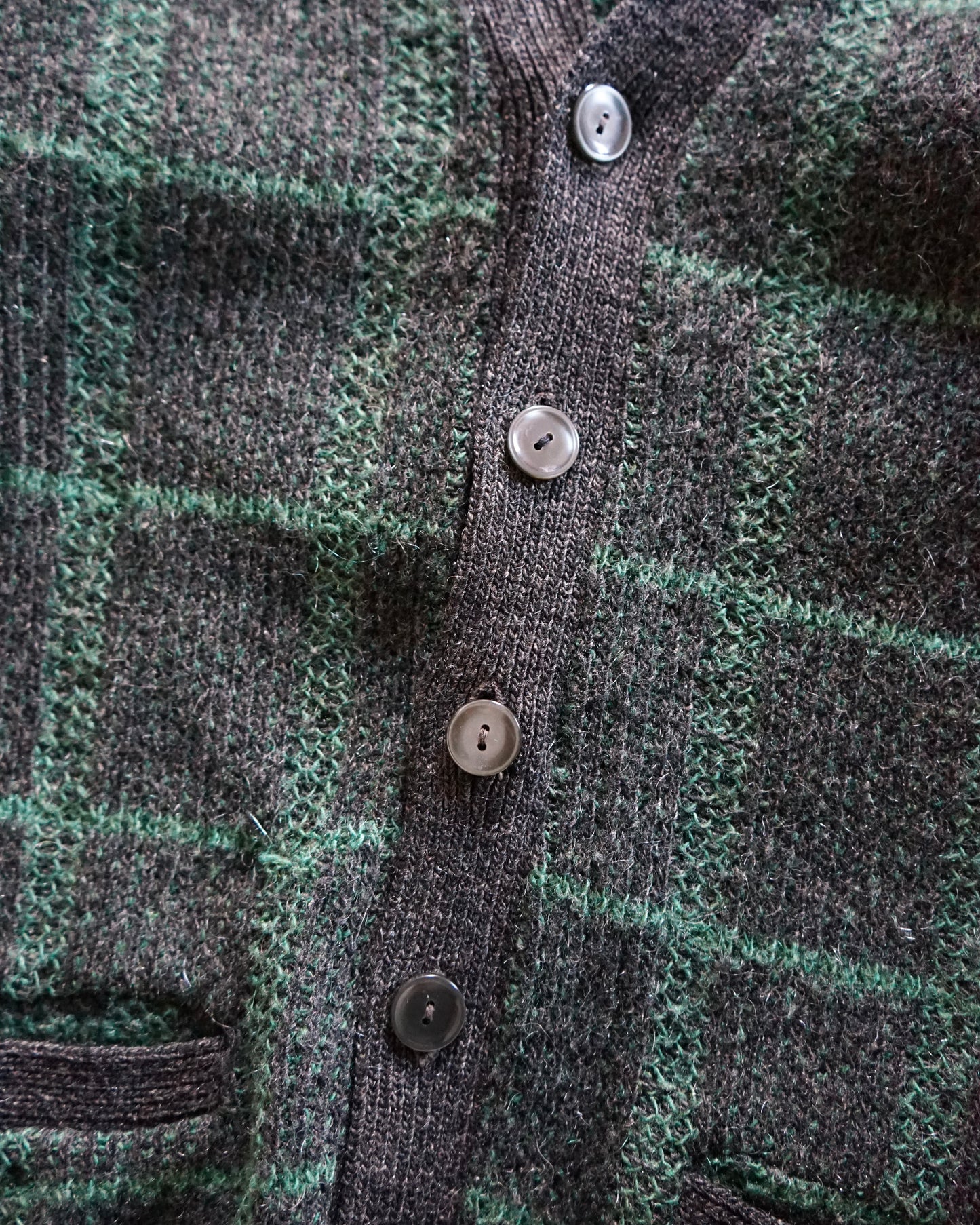 60s~70s Lord Clayton shadow check mohair cardigan