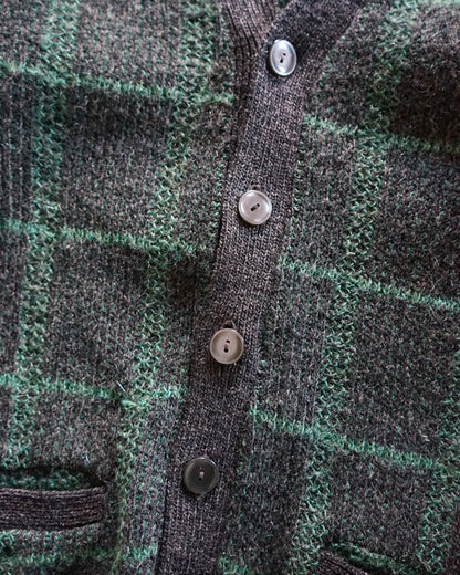 60s~70s Lord Clayton shadow check mohair cardigan