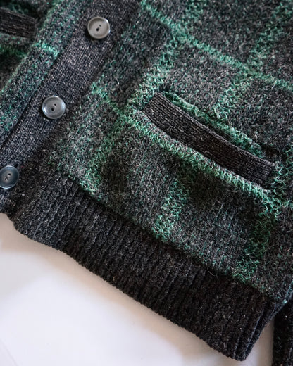 60s~70s Lord Clayton shadow check mohair cardigan
