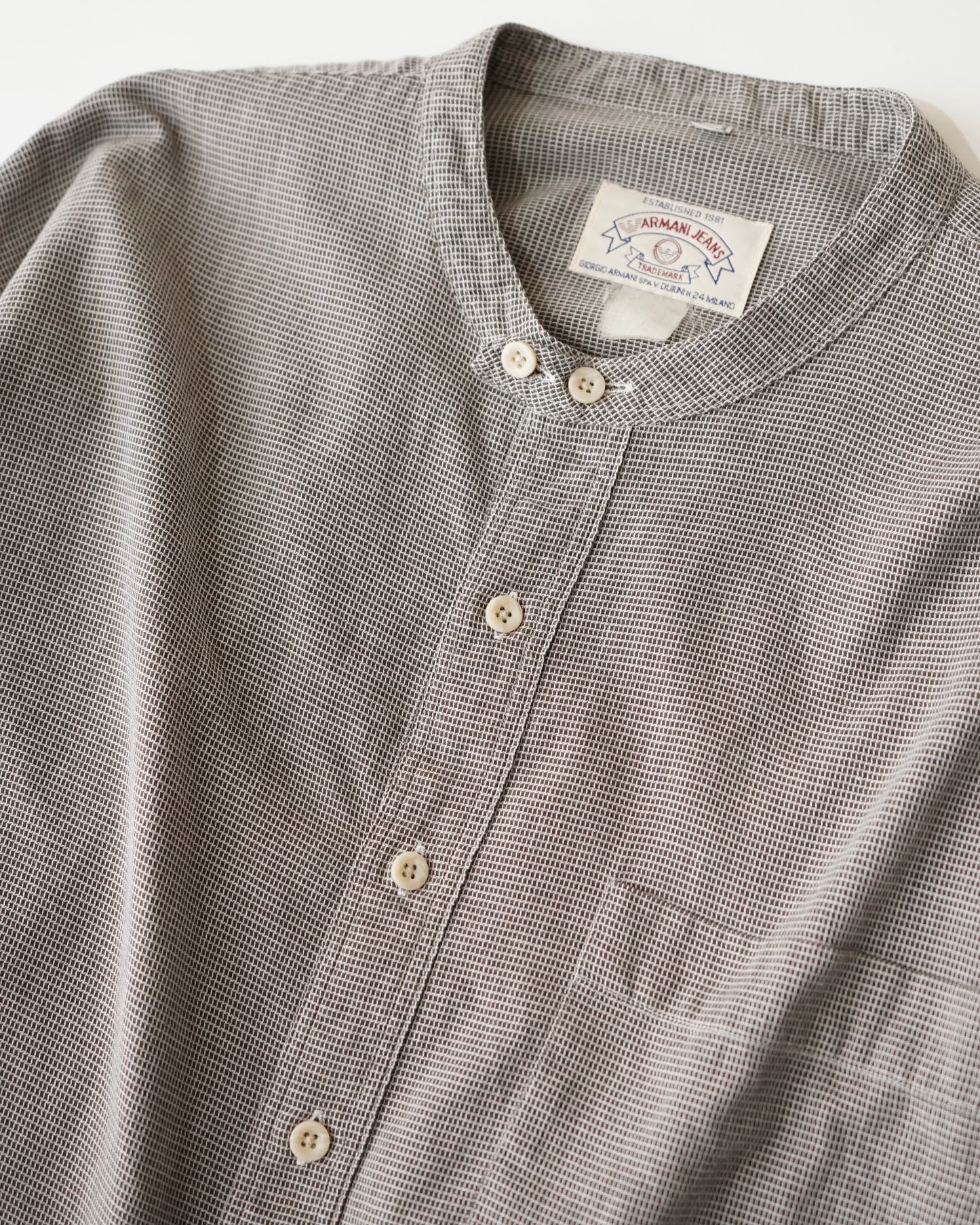 90s ARMANI JEANS band collar shirt