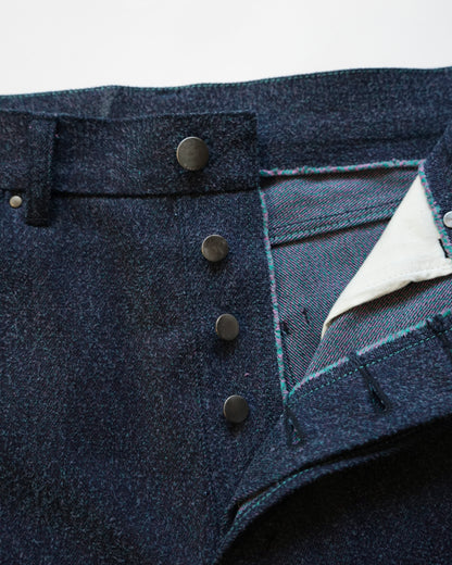 DENIM CURVY LEG TROUSER- 12.5oz Rainbow Denim + Needles -