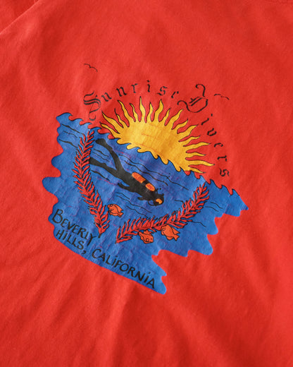 90s Sunrise diver back print tee