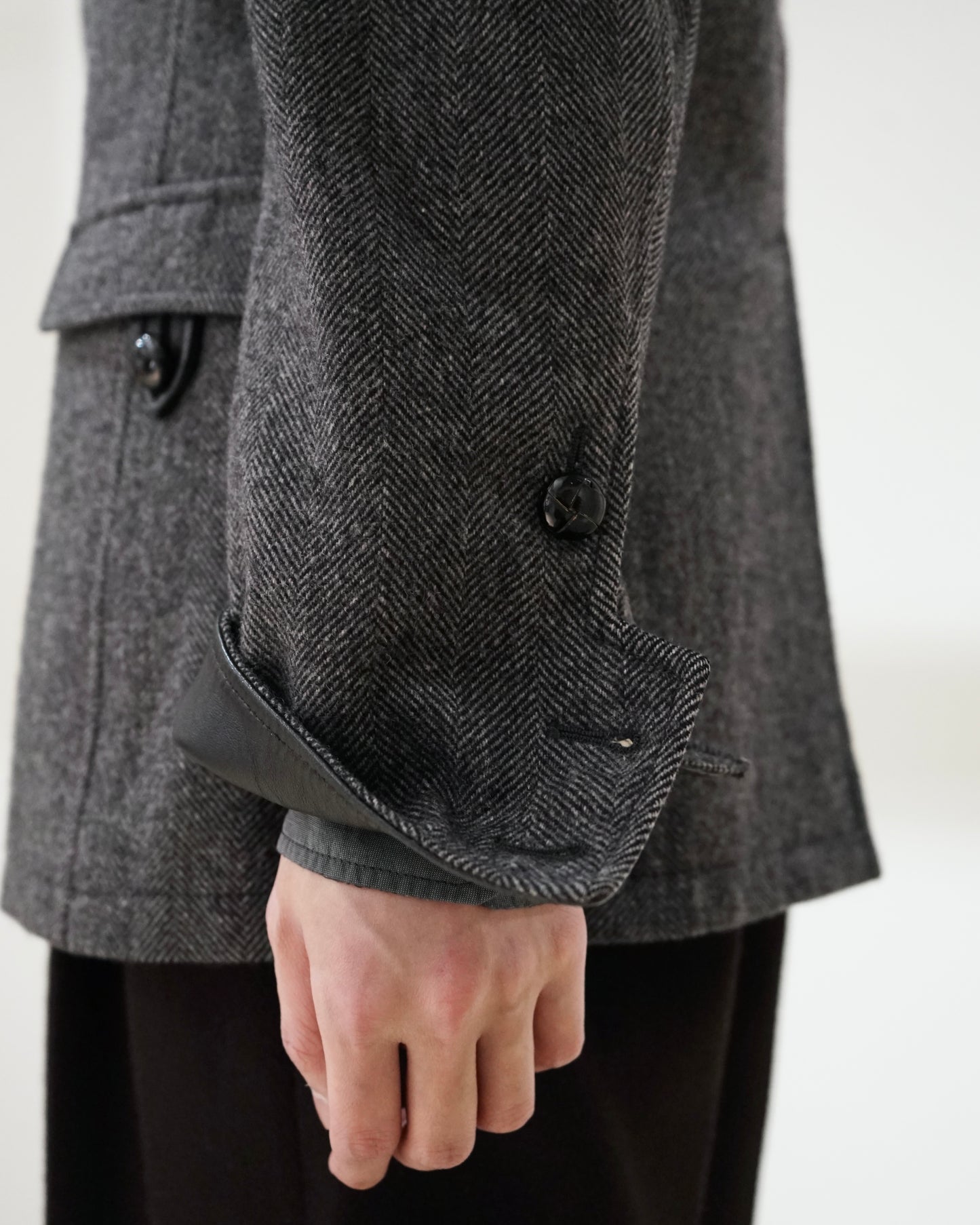 DOLCE&GABBANA leather collar tweed jacket