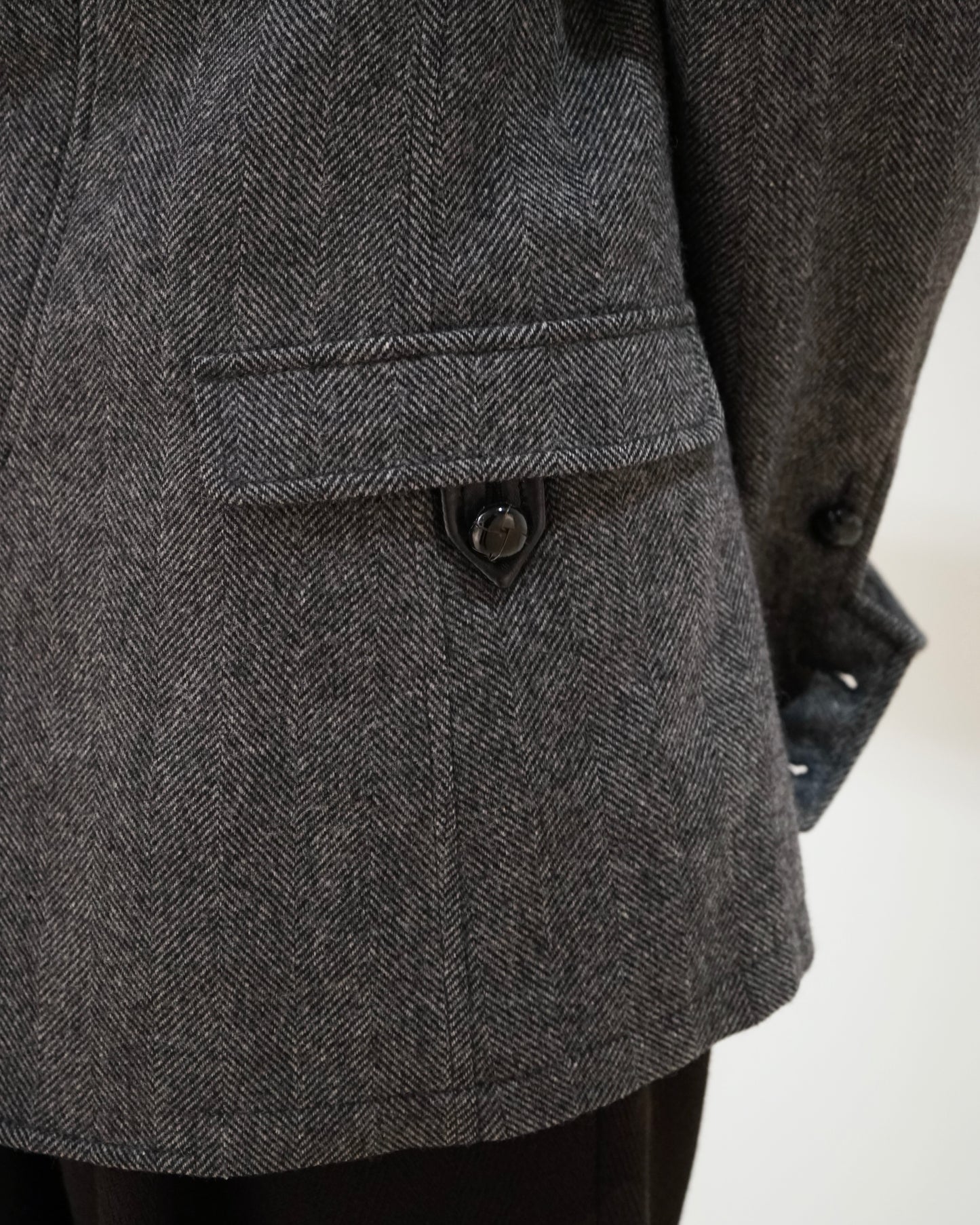 DOLCE&GABBANA leather collar tweed jacket