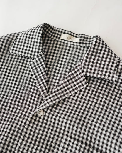 water twisted linen gingham check coverall