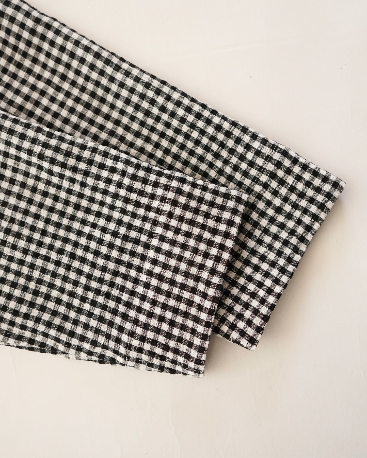 water twisted linen gingham check coverall