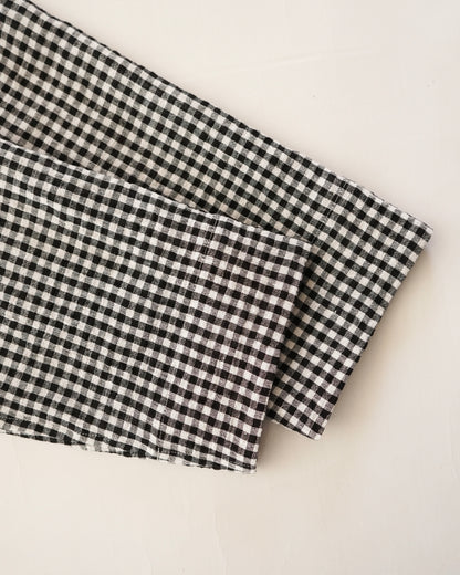water twisted linen gingham check coverall