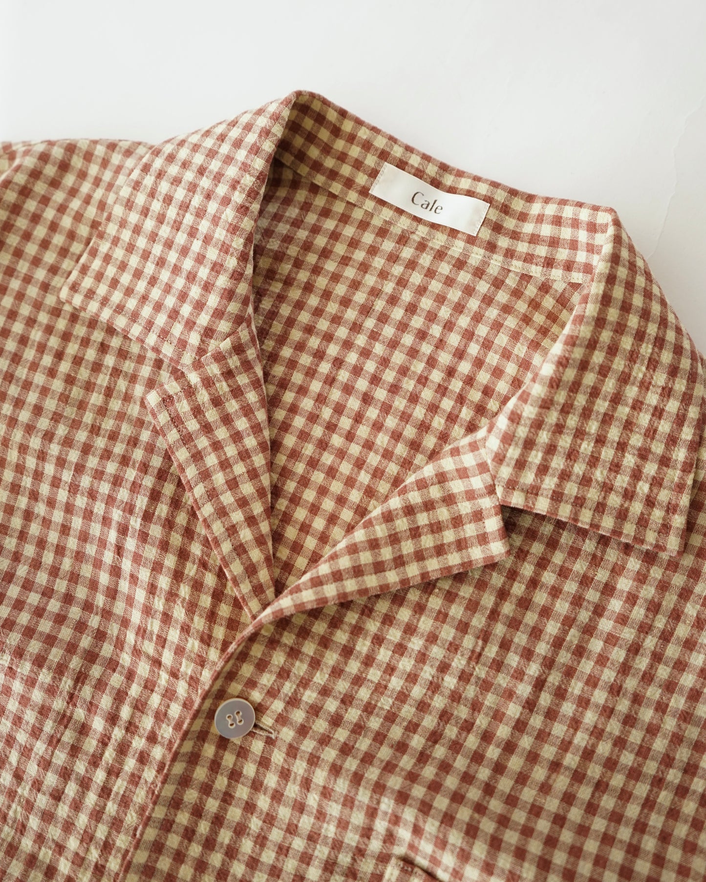 water twisted linen gingham check coverall