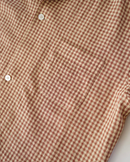 water twisted linen gingham check coverall