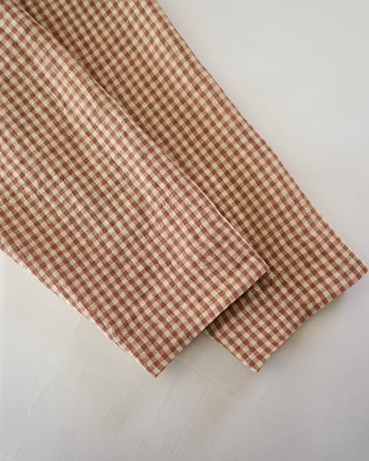 water twisted linen gingham check coverall