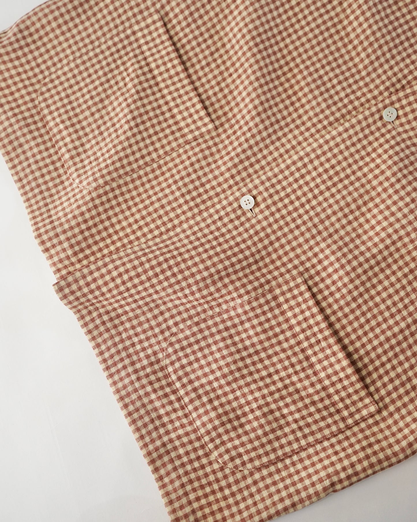 water twisted linen gingham check coverall