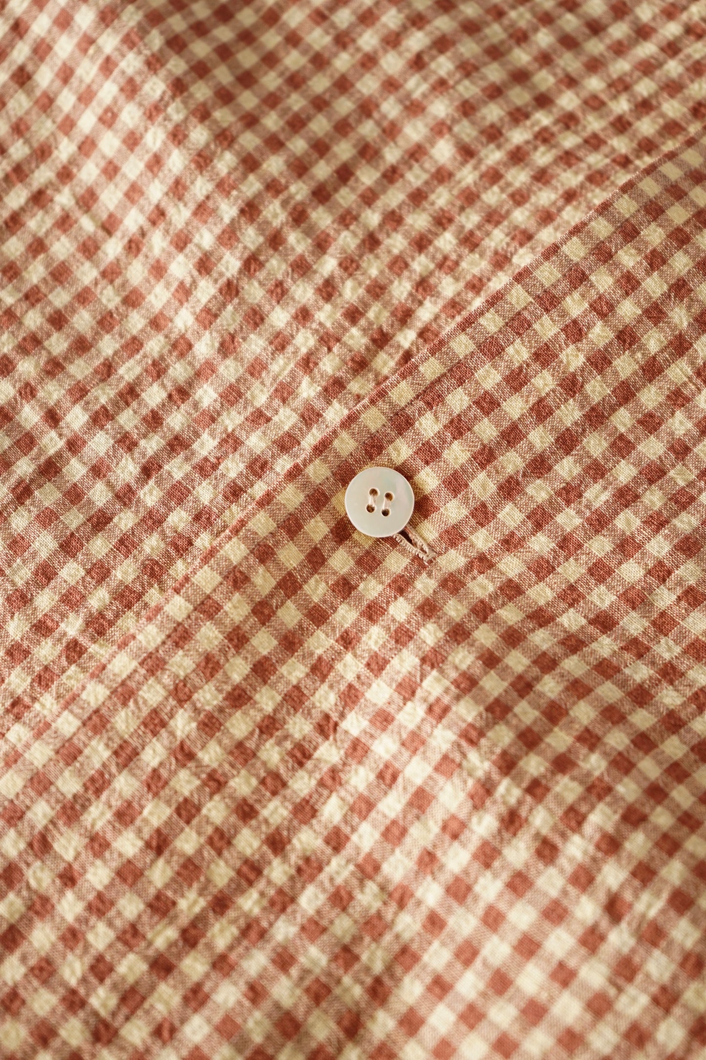 water twisted linen gingham check coverall