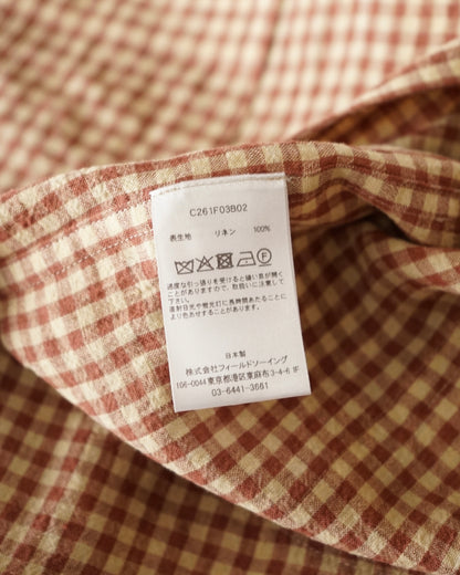 water twisted linen gingham check coverall