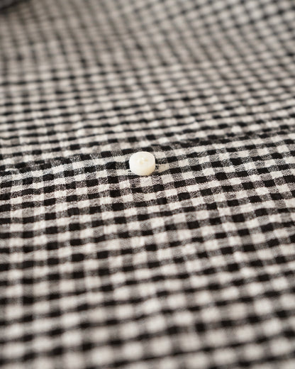 water twisted linen gingham check button down shirts