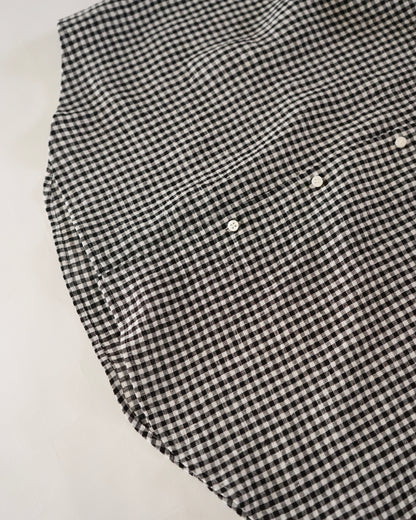 water twisted linen gingham check button down shirts