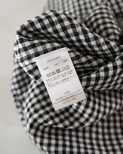 water twisted linen gingham check button down shirts
