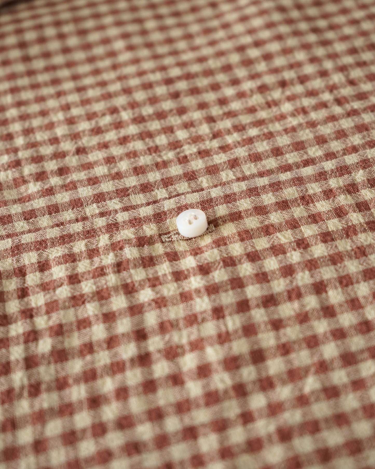 water twisted linen gingham check button down shirts
