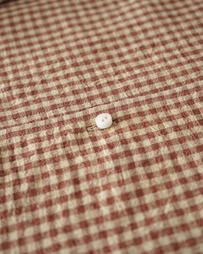 water twisted linen gingham check button down shirts