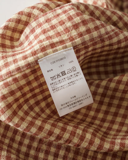 water twisted linen gingham check button down shirts