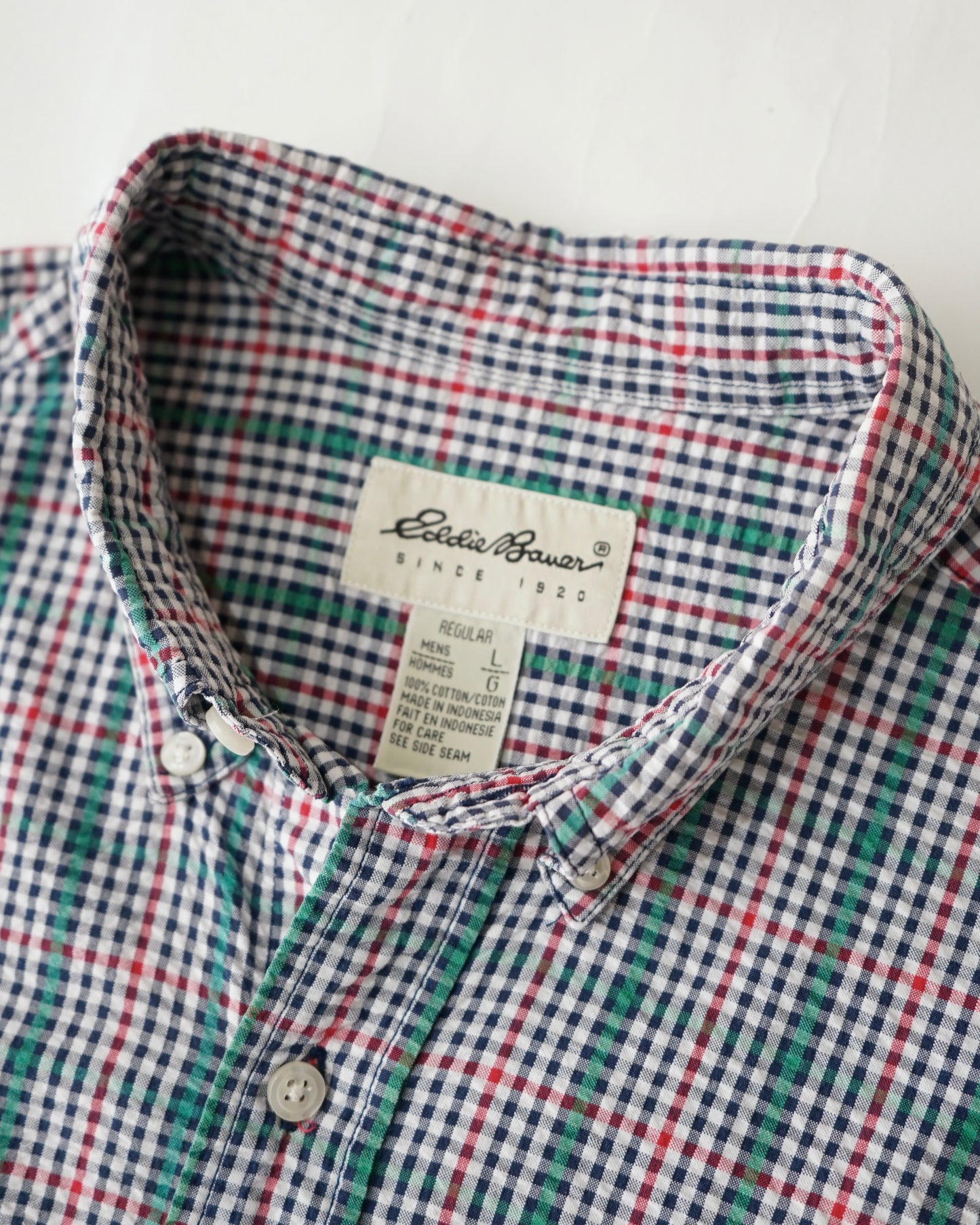 Eddie Bauer seersucker check shirts