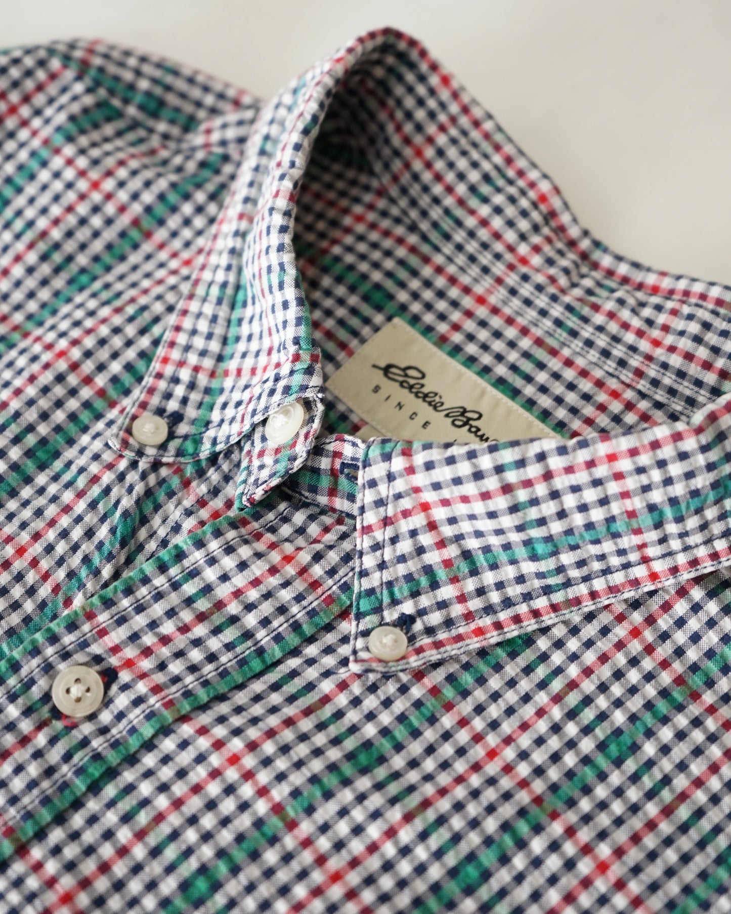 Eddie Bauer seersucker check shirts
