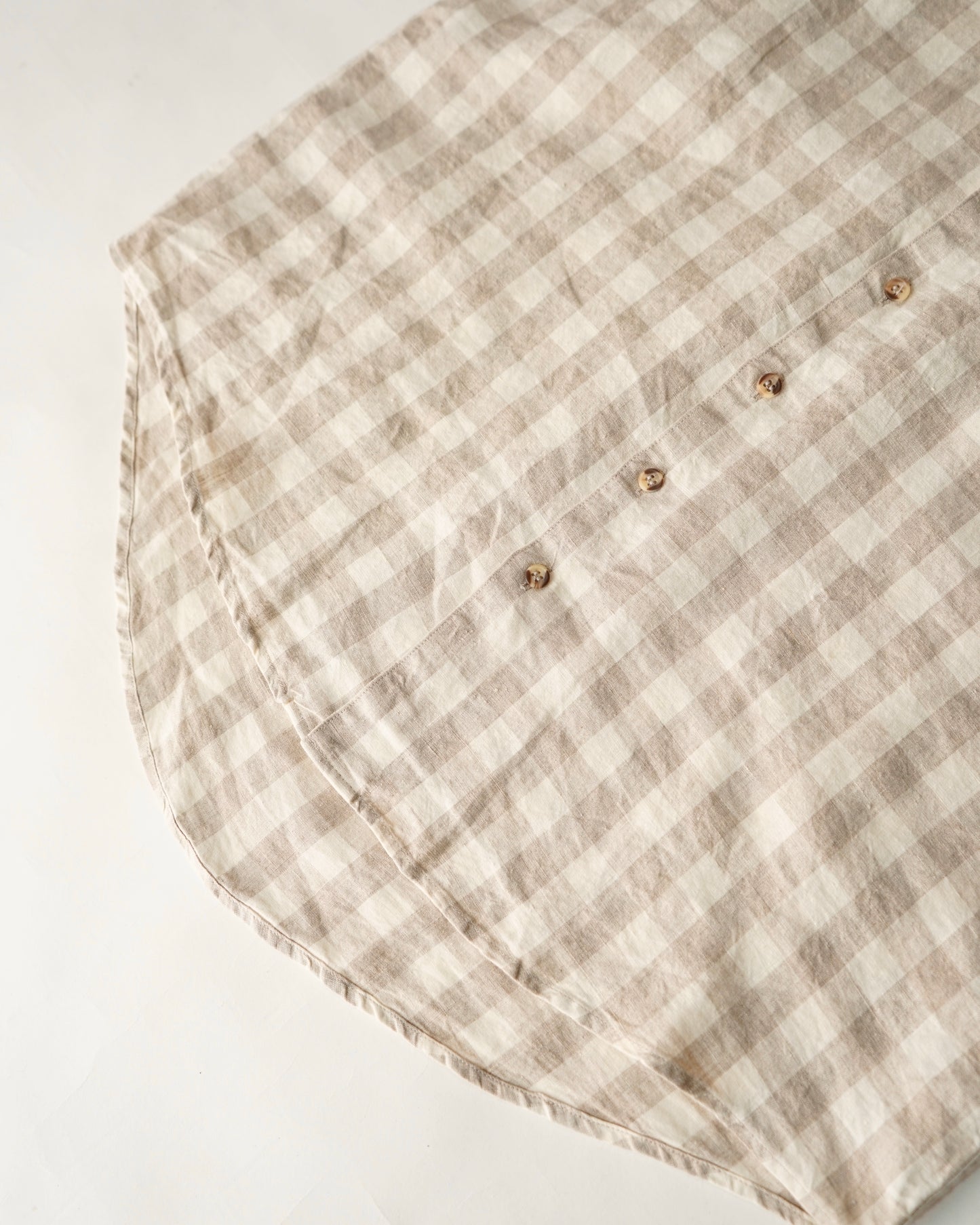 90s GOOUCH gingham no collar  shirts