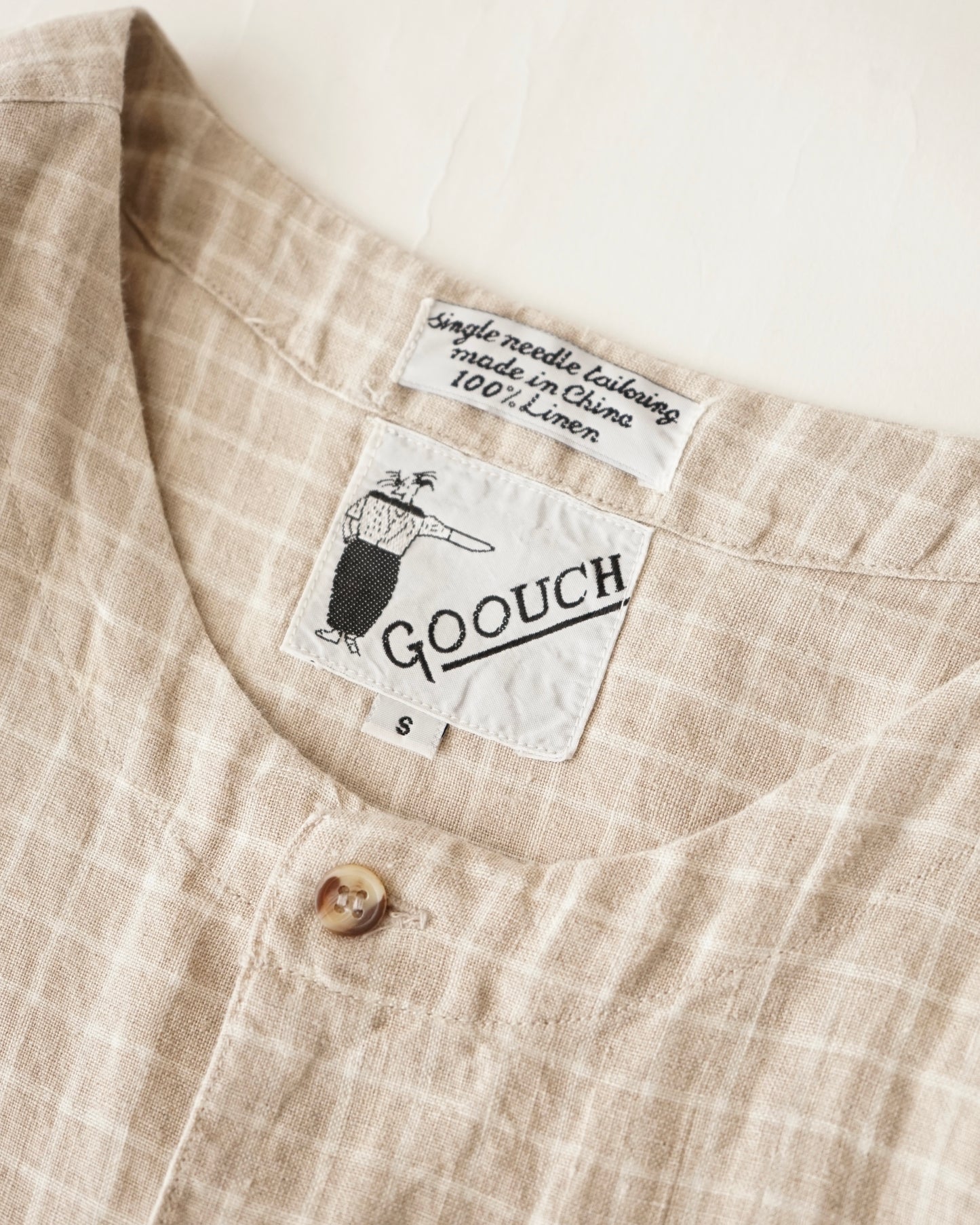 90s GOOUCH no collar linen shirts
