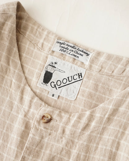90s GOOUCH no collar linen shirts