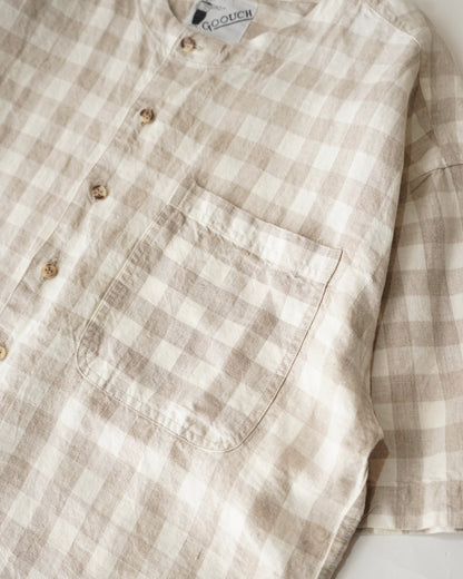 90s GOOUCH gingham no collar  shirts