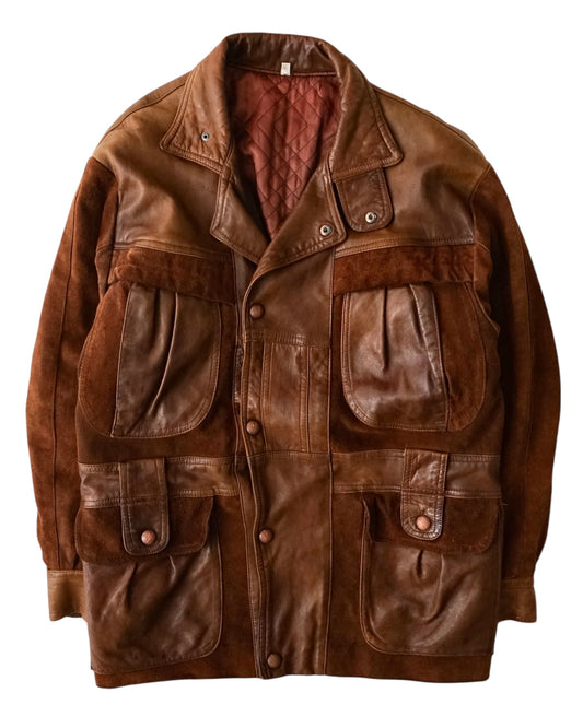 80s euro leather suede field jacket
