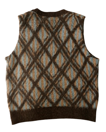 70s KENNINGTON diamond pattern mohair vest