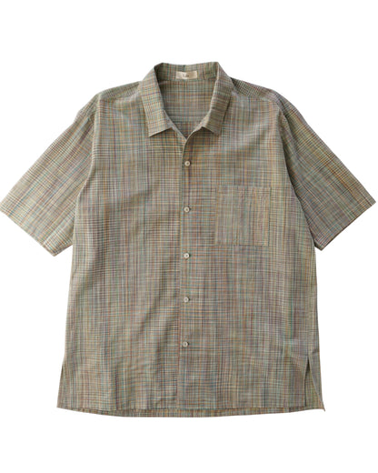 Cale-cotton Ikat check shirts-green