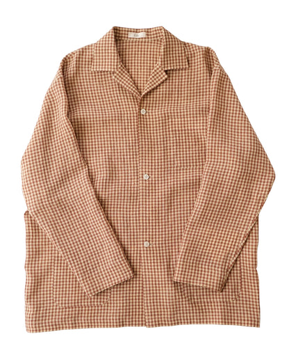 water twisted linen gingham check coverall