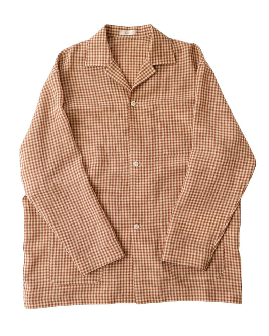 water twisted linen gingham check coverall