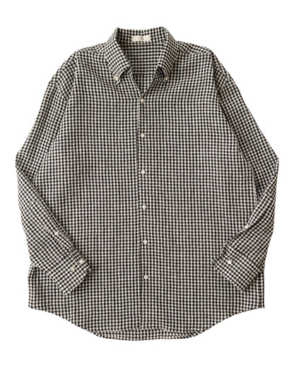 water twisted linen gingham check button down shirts