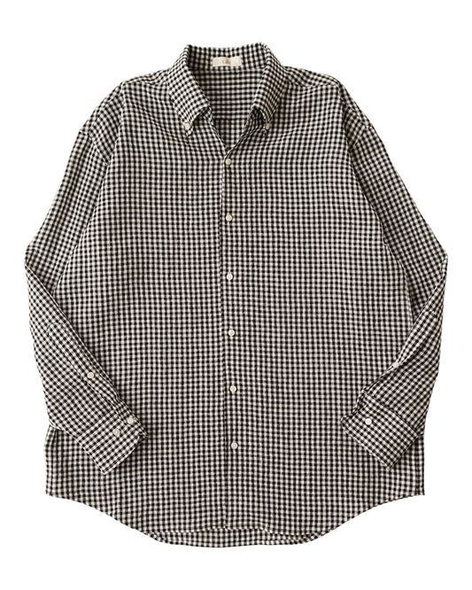 water twisted linen gingham check button down shirts