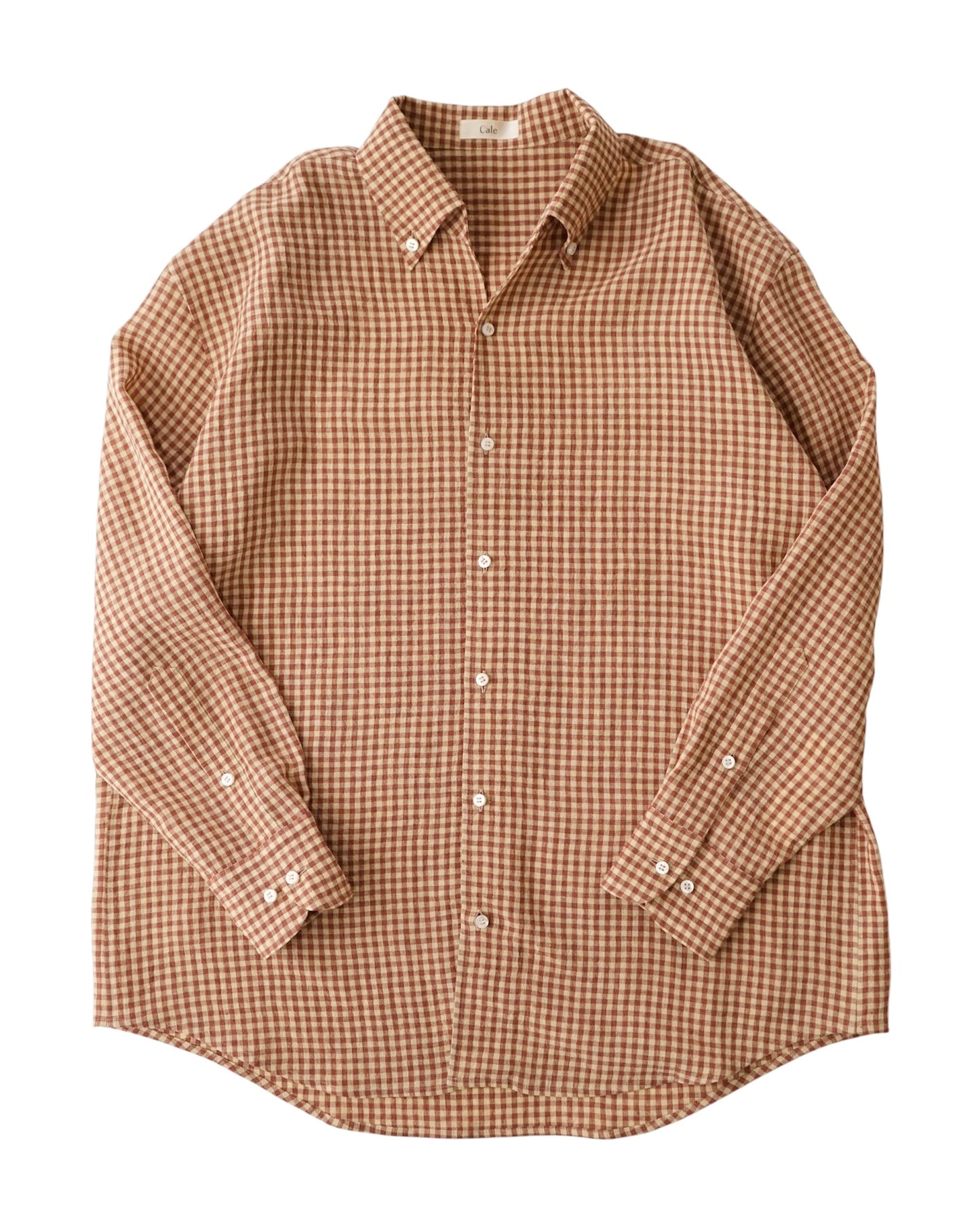 water twisted linen gingham check button down shirts