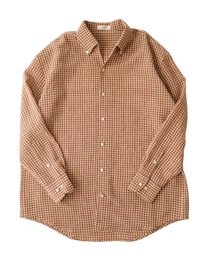 water twisted linen gingham check button down shirts