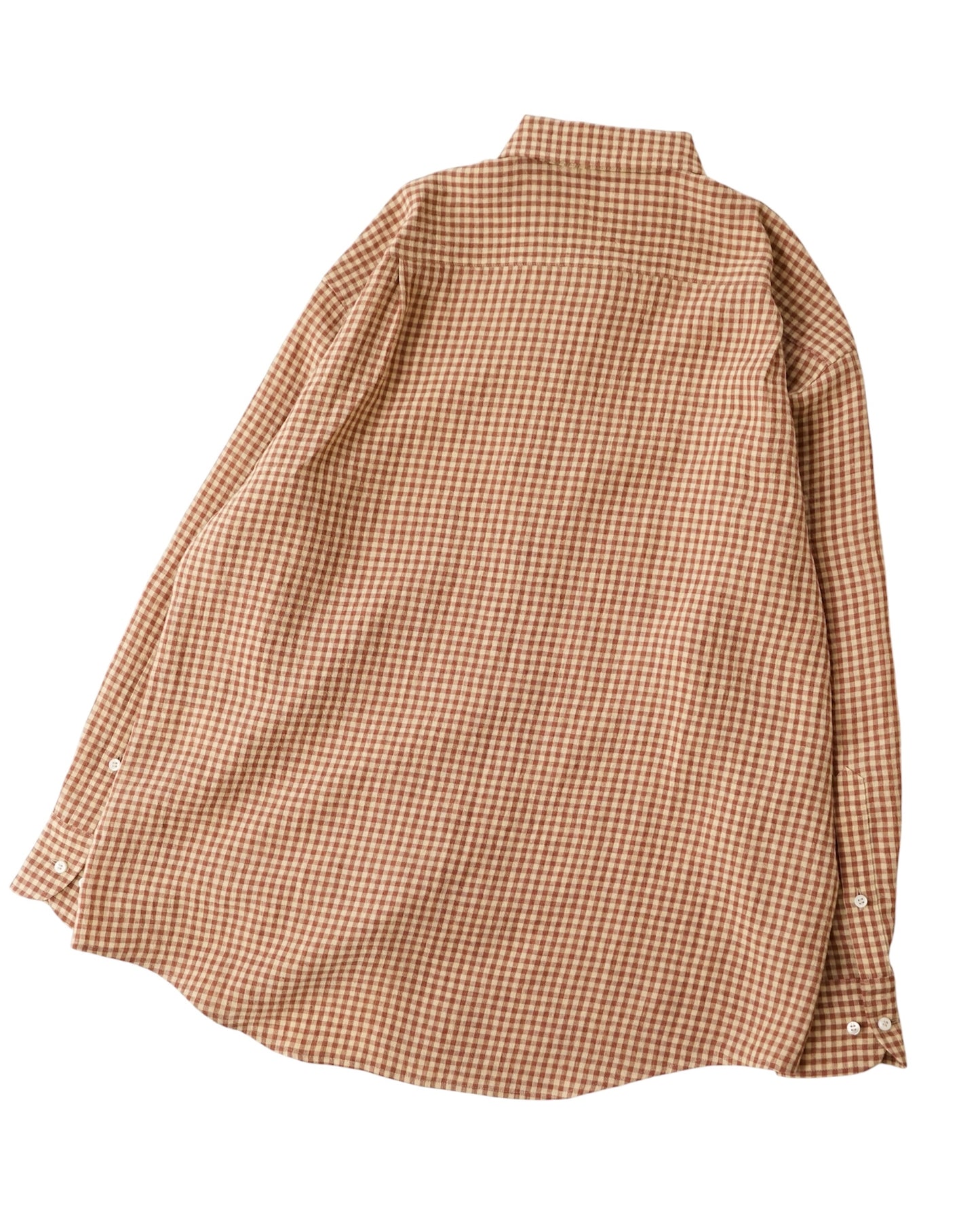 water twisted linen gingham check button down shirts