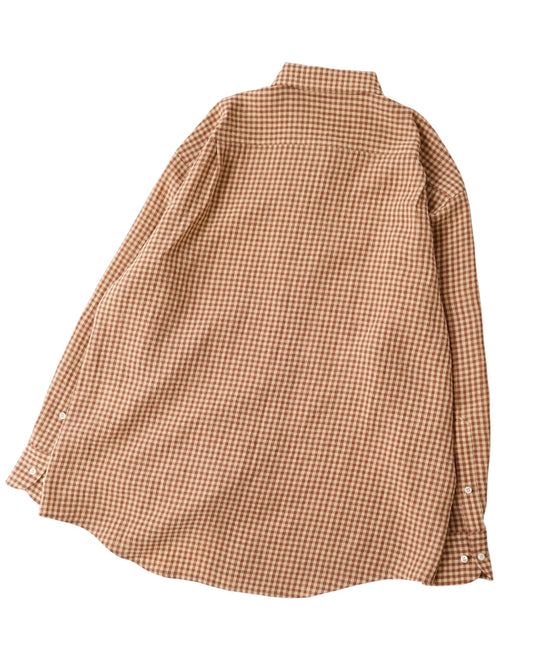 water twisted linen gingham check button down shirts