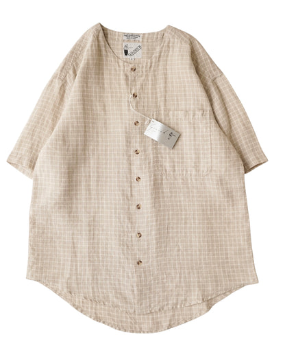 90s GOOUCH no collar linen shirts