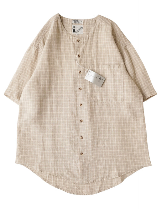90s GOOUCH no collar linen shirts