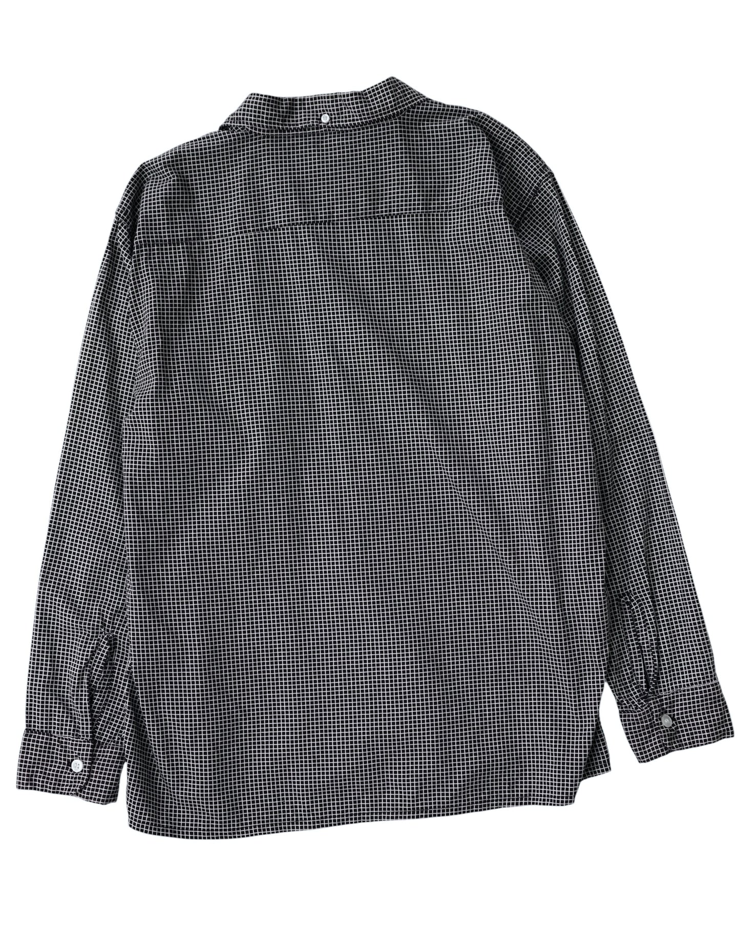 1960s Balsam Black Micro Check 3-Point Button Down Shirt