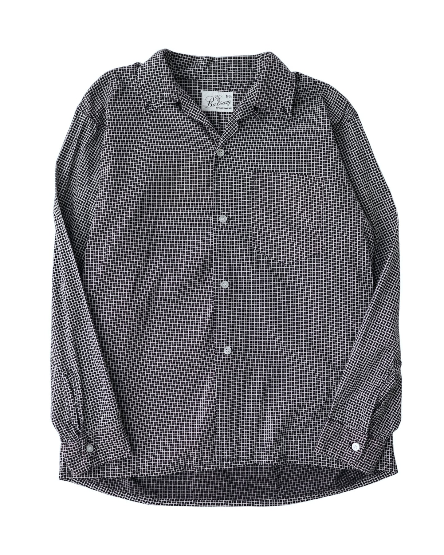 1960s Balsam Black Micro Check 3-Point Button Down Shirt