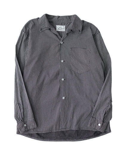 1960s Balsam Black Micro Check 3-Point Button Down Shirt