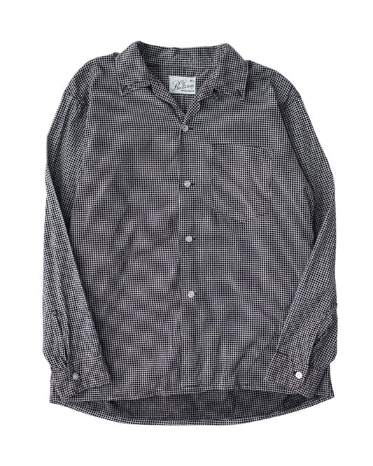 1960s Balsam Black Micro Check 3-Point Button Down Shirt