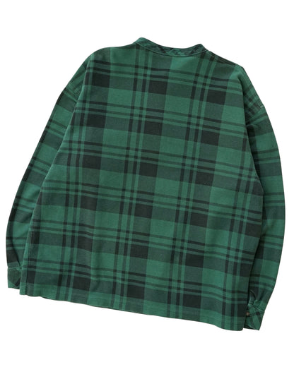 90s OLD GAP Plaid Piqué Henley Neck Pullover Shirt