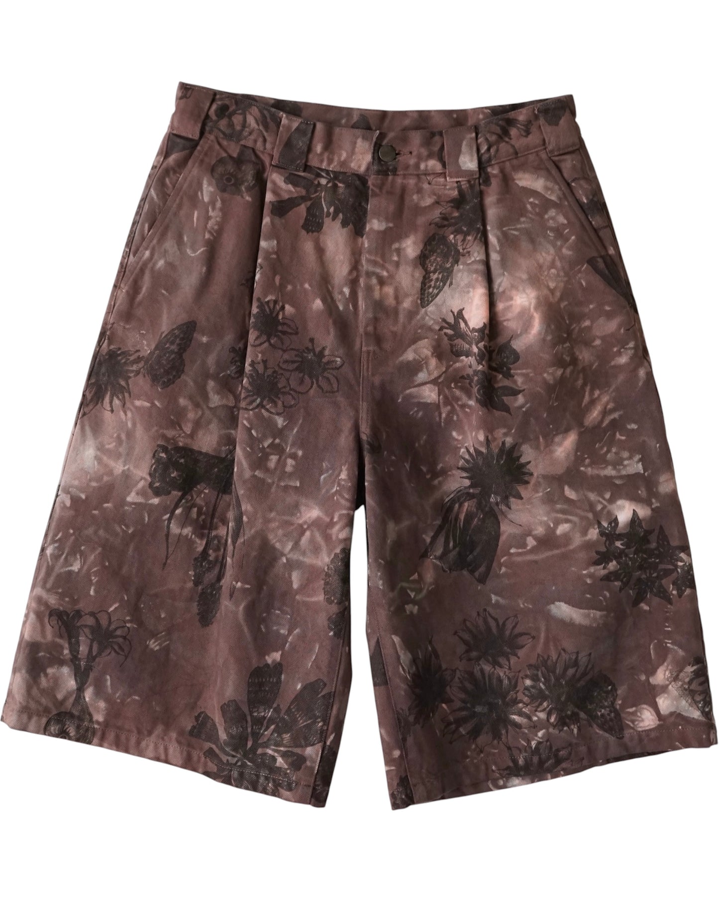 kiivu SHORT PANTS - Hand Drawing SUMI Printing + overdye