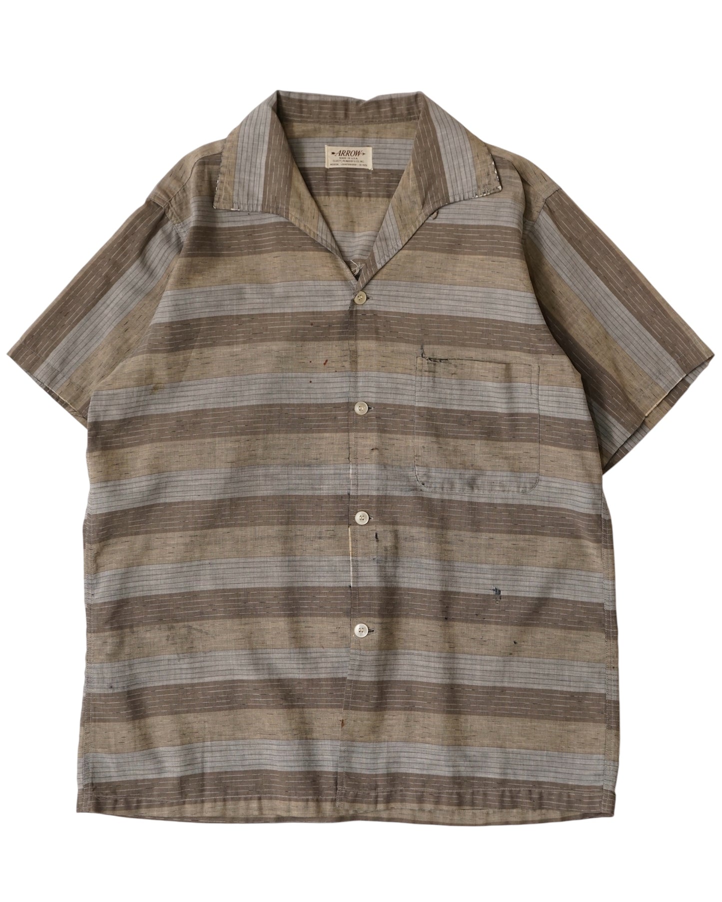 60s ARROW border pattern open collar shirts